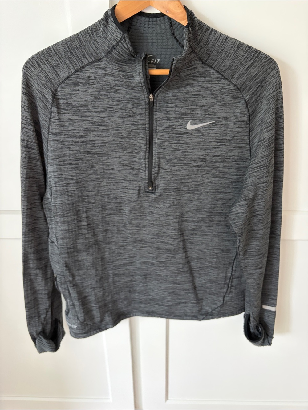 Nike Men's Heather Charcoal Quarter-Zip Performance Dri-Fit Pullover